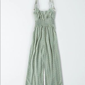 AE PRINTED TIE STRAP JUMPSUIT